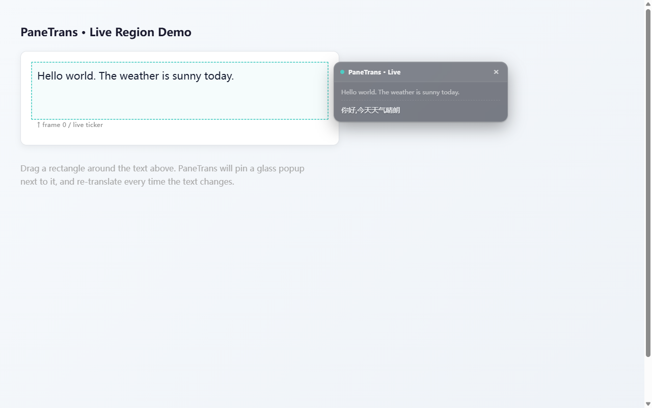 Live region popup
